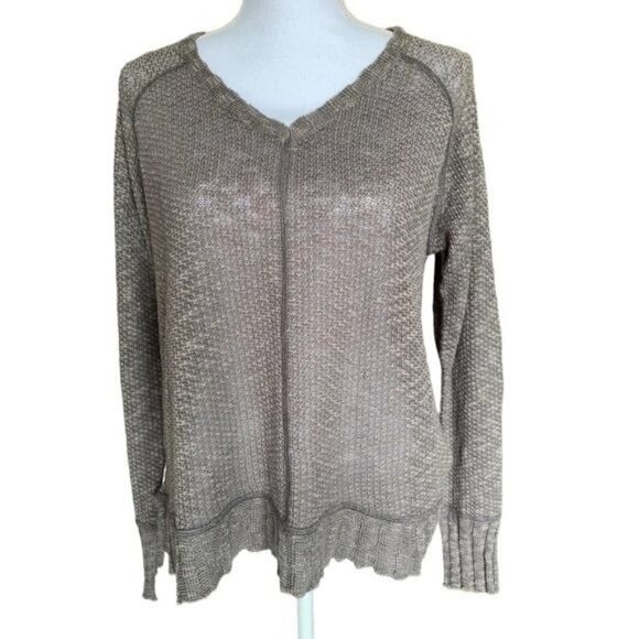 Ripcurl Lightweight Sweater Size Small Long Sleeve Semi Sheer Grays with Brown - Picture 1 of 11